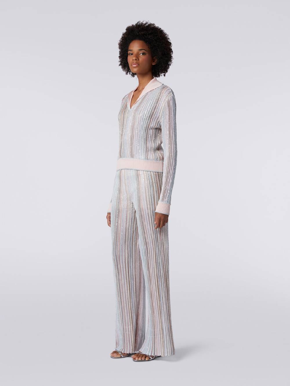 Missoni Top a maniche lunghe con righe verticali e paillettes 2025