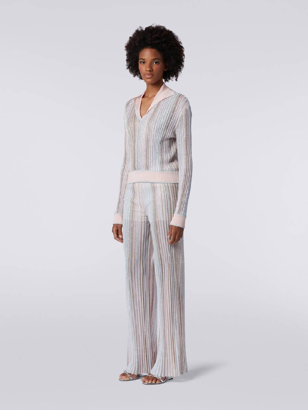 Missoni Pantaloni in maglia a righe verticali con paillettes In Linea