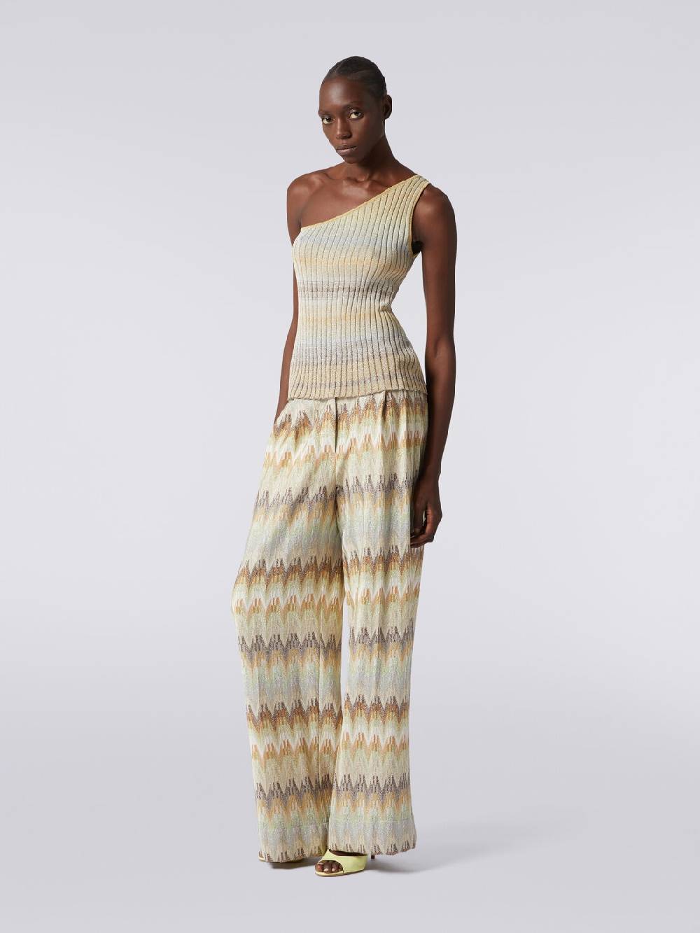 Missoni Top monospalla in viscosa lamé a costine Promozione