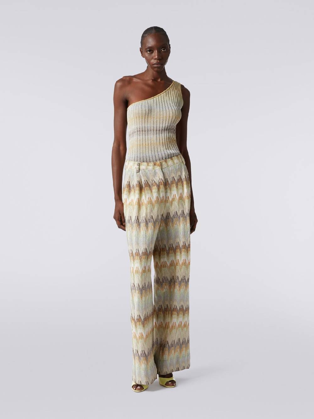 Missoni Pantaloni classici in viscosa zig zag con lurex Spedizione Gratuita