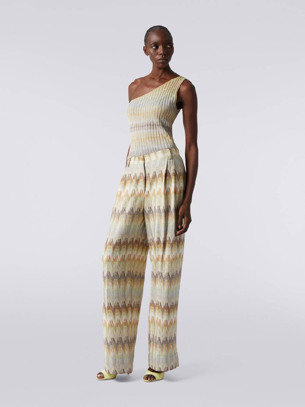 Missoni Pantaloni classici in viscosa zig zag con lurex Spedizione Gratuita