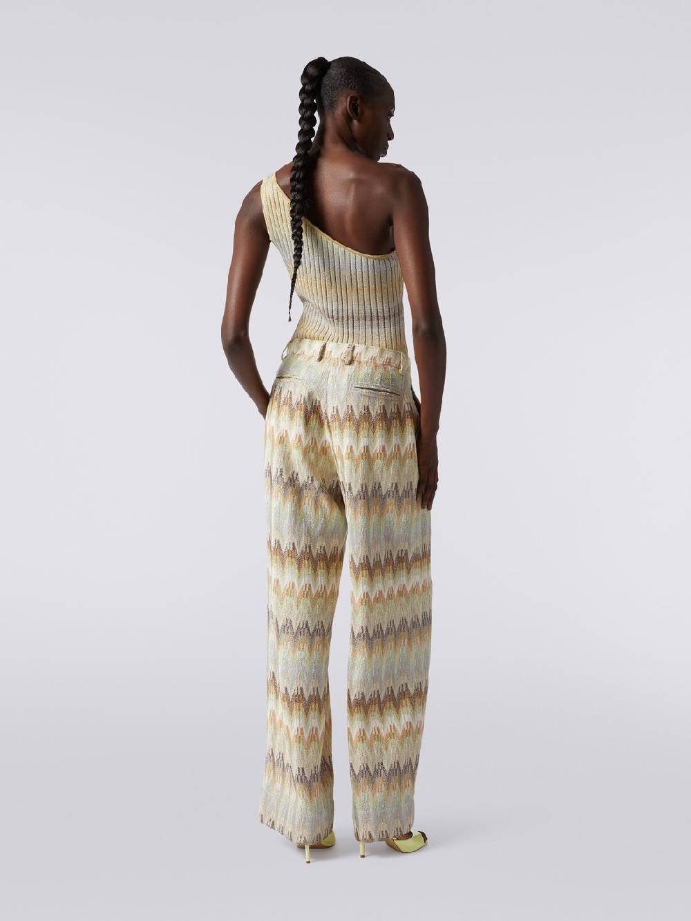 Missoni Pantaloni classici in viscosa zig zag con lurex Spedizione Gratuita