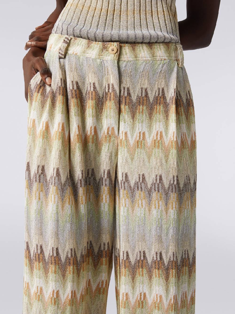 Missoni Pantaloni classici in viscosa zig zag con lurex Spedizione Gratuita
