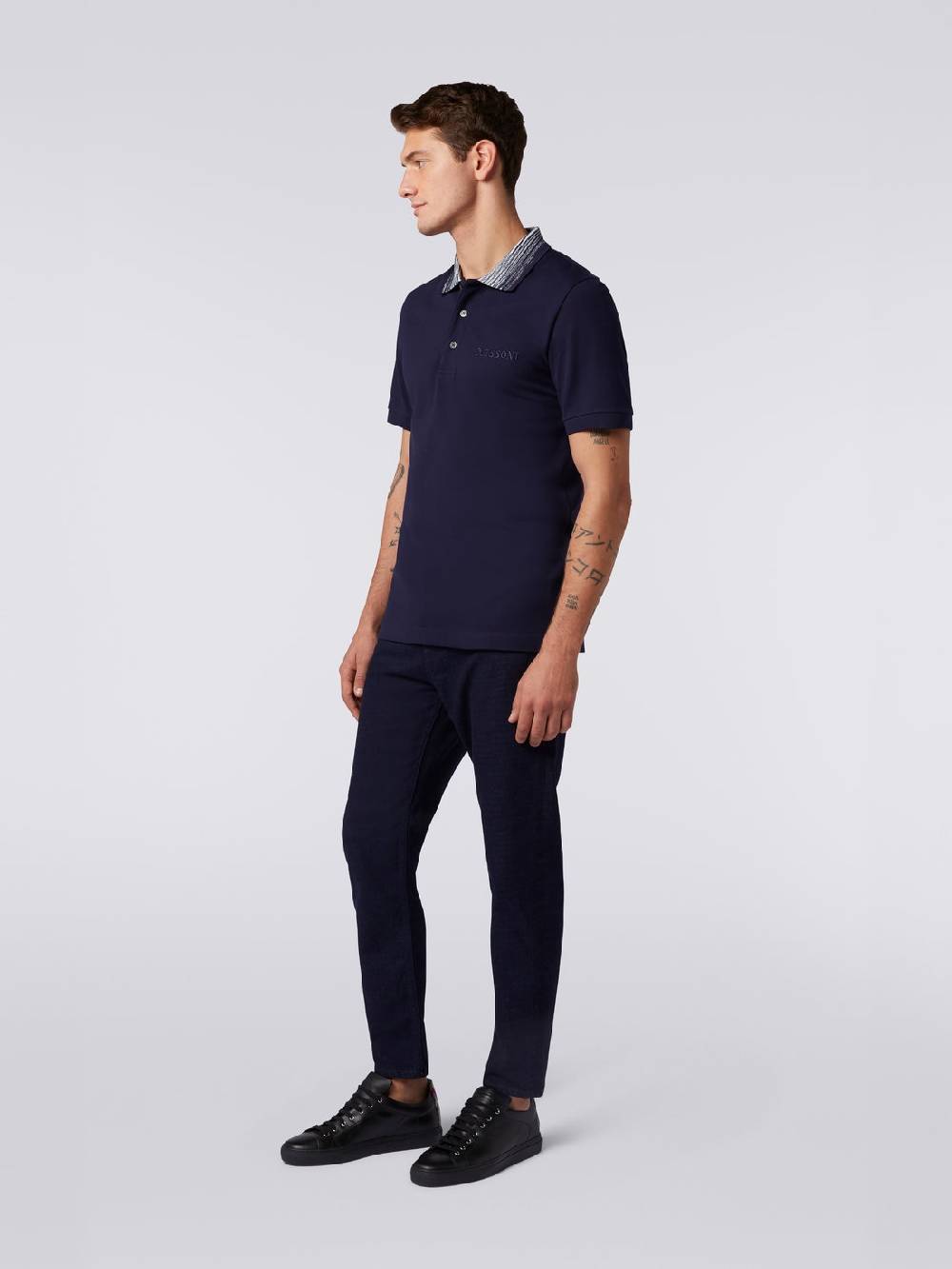 Missoni Polo in cotone con colletto fiammato e scritta logo Convenienza