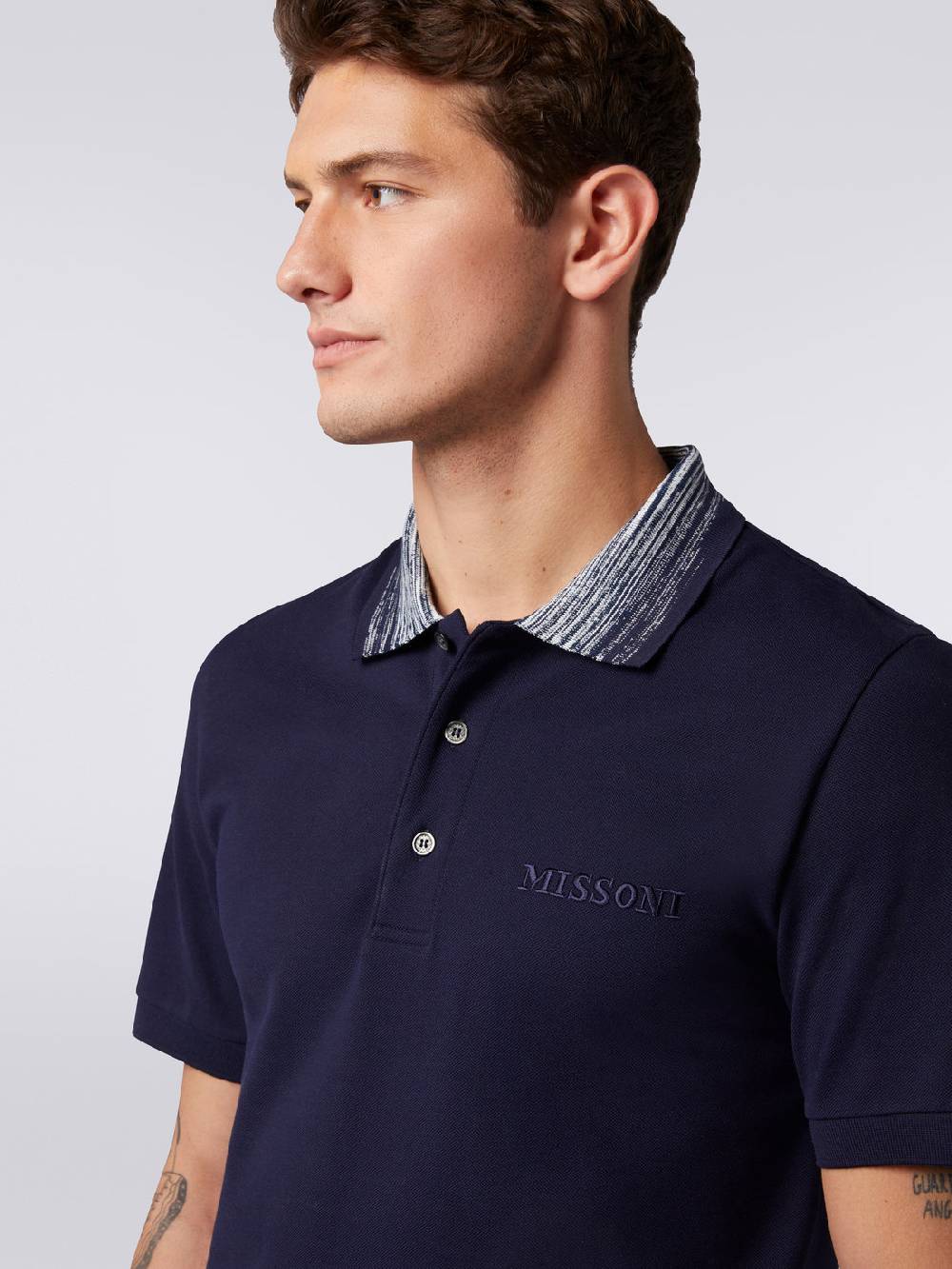 Missoni Polo in cotone con colletto fiammato e scritta logo Convenienza