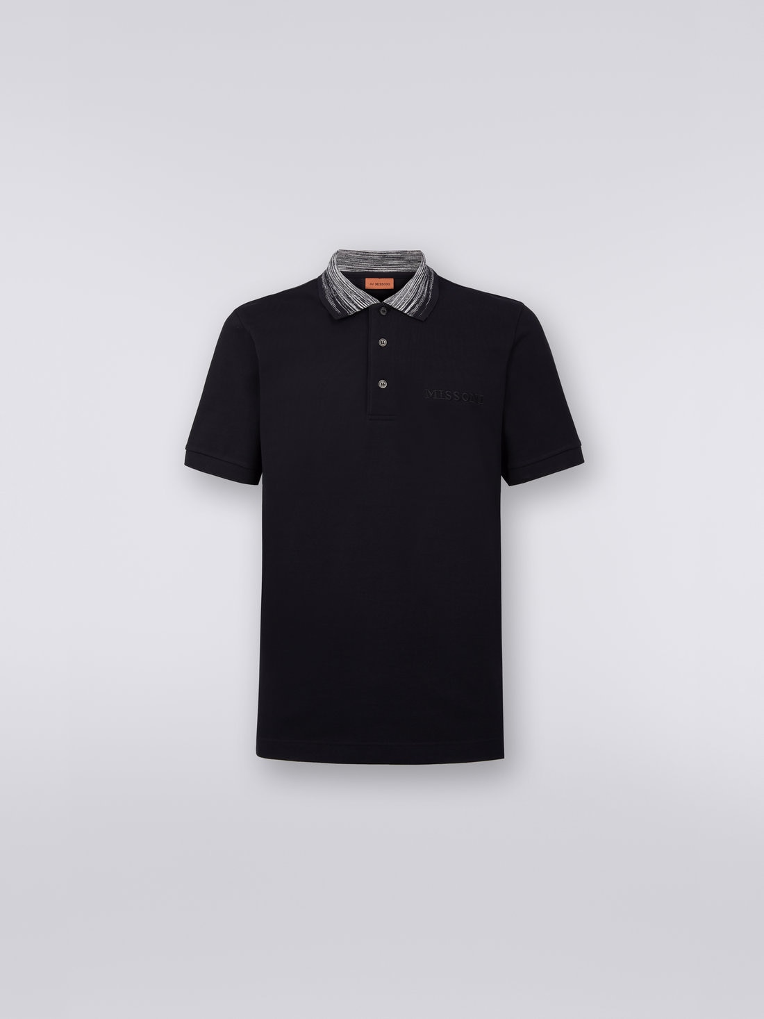 Missoni Polo in cotone con colletto fiammato e scritta logo Presa