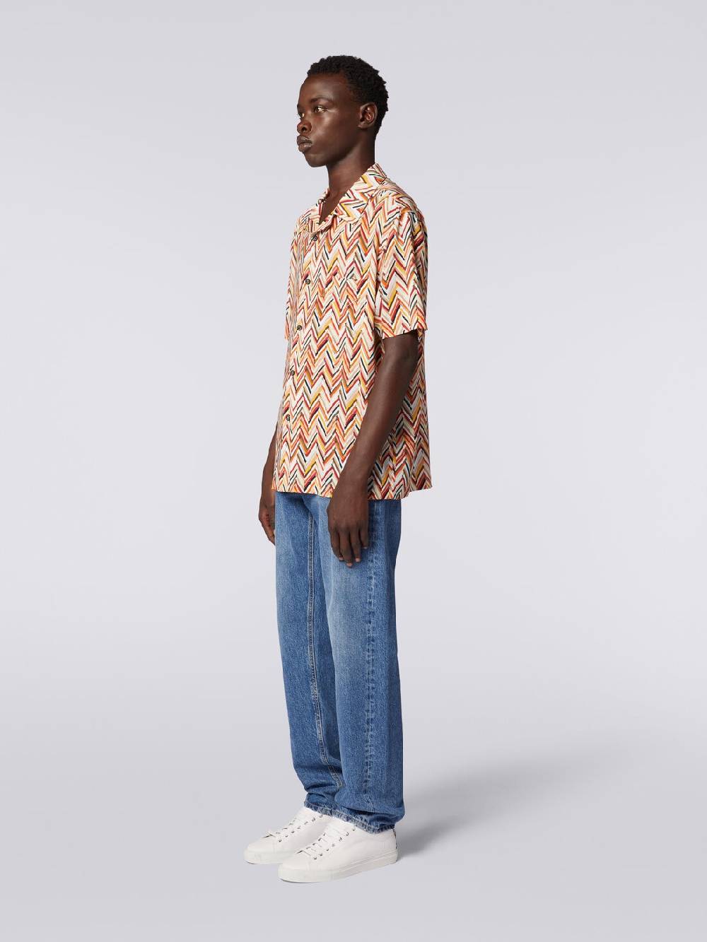 Missoni Camicia a maniche corte in viscosa con stampa zig zag In Vendita