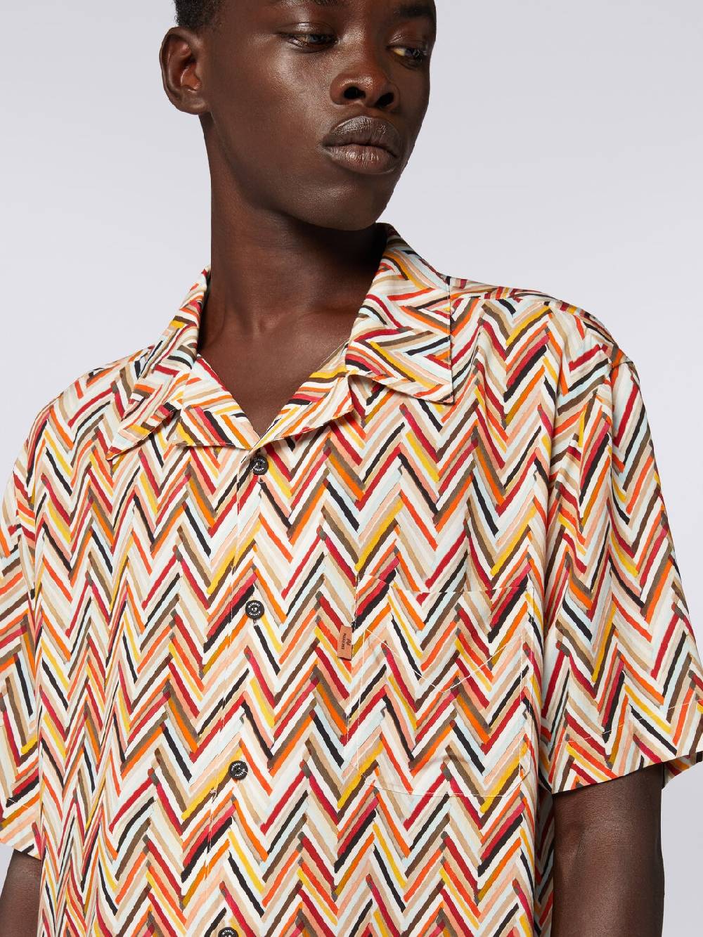 Missoni Camicia a maniche corte in viscosa con stampa zig zag In Vendita
