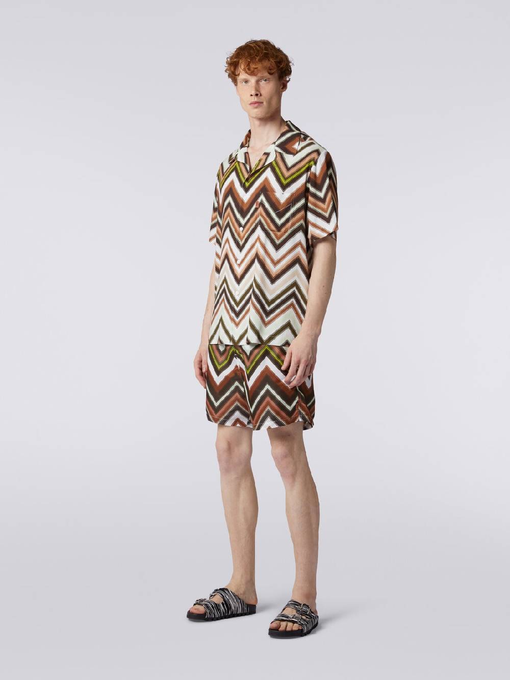 Missoni Camicia a maniche corte in viscosa con stampa chevron Moda
