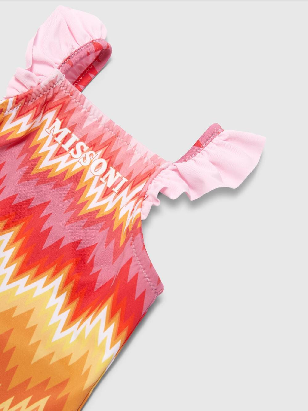 Missoni Costume intero chevron con volant e logo Nuovo