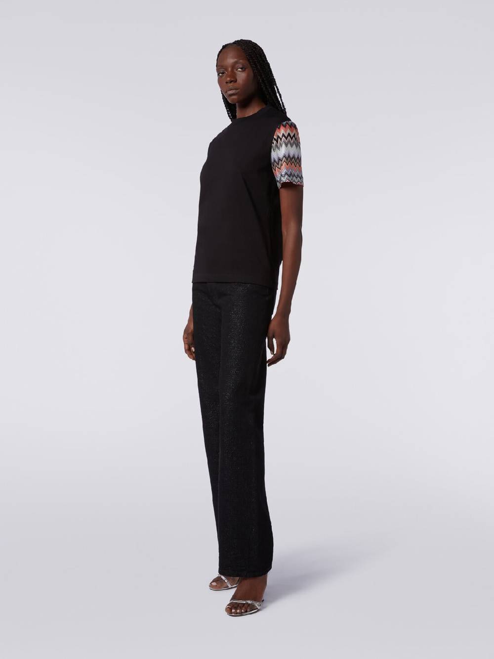 Missoni T-shirt girocollo in cotone con inserti zig zag Promozione Limitata