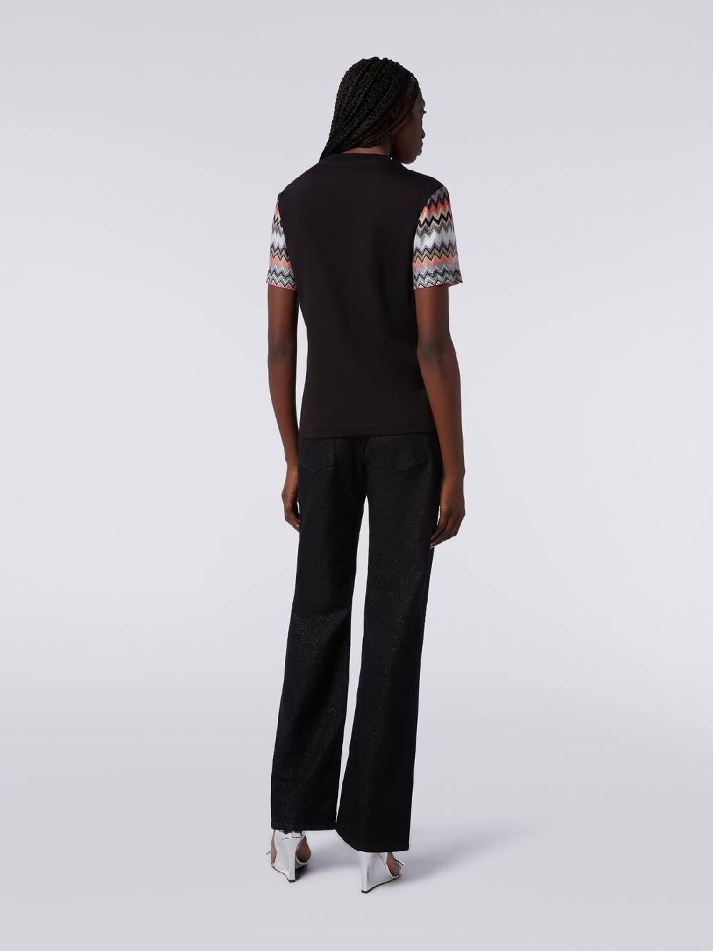Missoni T-shirt girocollo in cotone con inserti zig zag Promozione Limitata