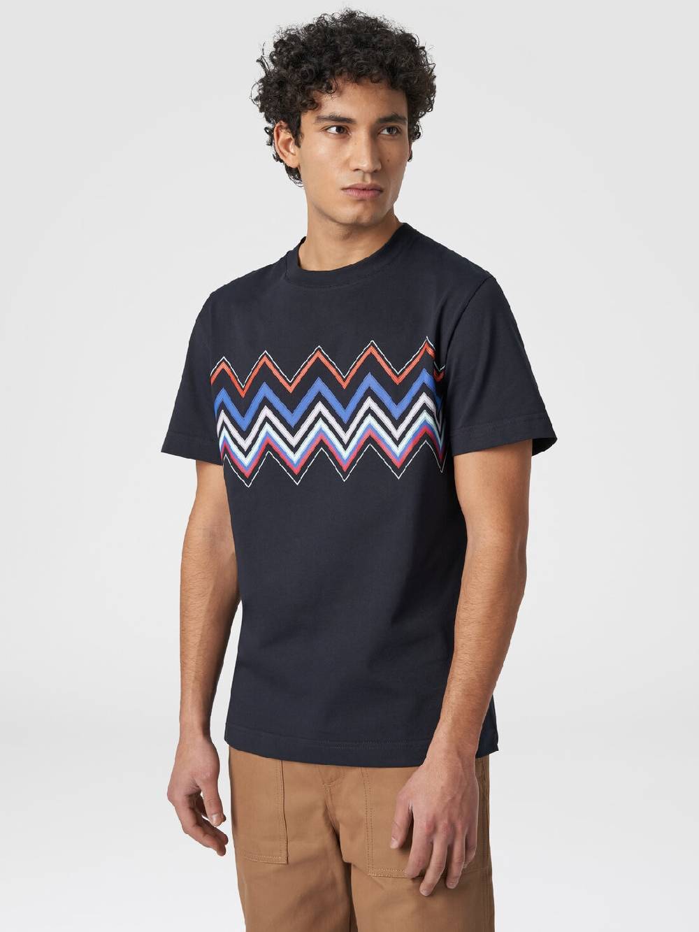 Missoni T-shirt a maniche corte in cotone con stampa zig zag Affare Del Giorno