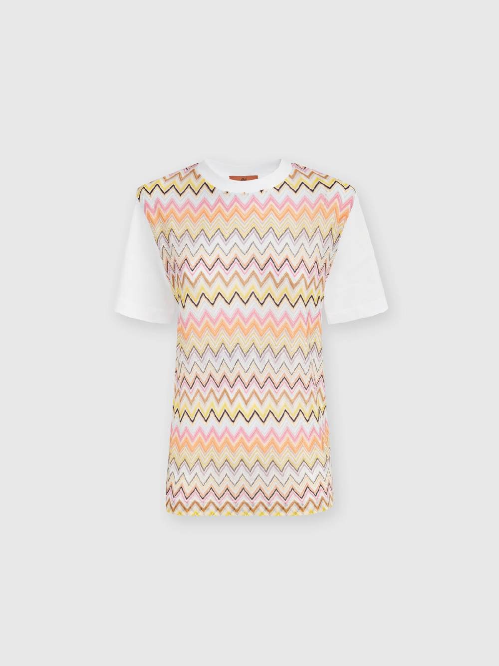Missoni T-shirt in jersey di cotone con inserti chevron In Vendita