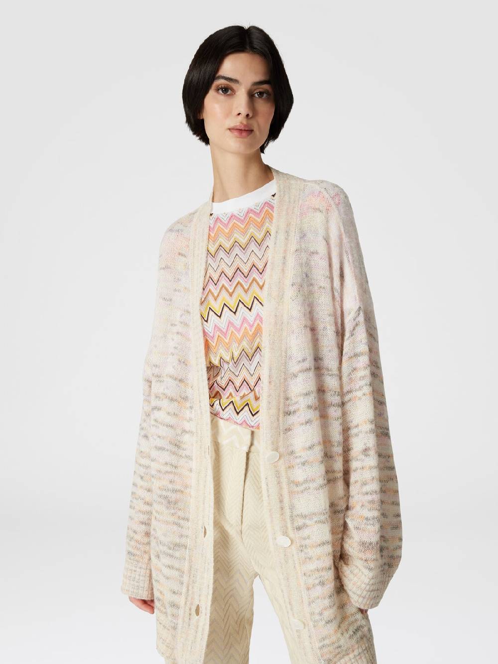 Missoni T-shirt in jersey di cotone con inserti chevron In Vendita