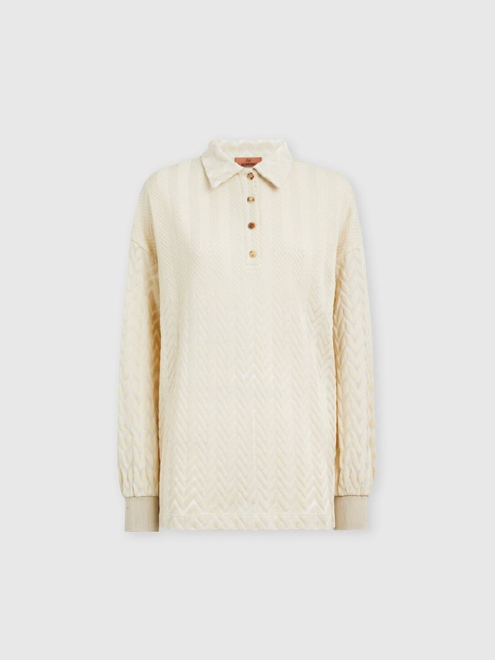 Missoni Polo a maniche lunghe con chevron tono su tono Vendita Calda