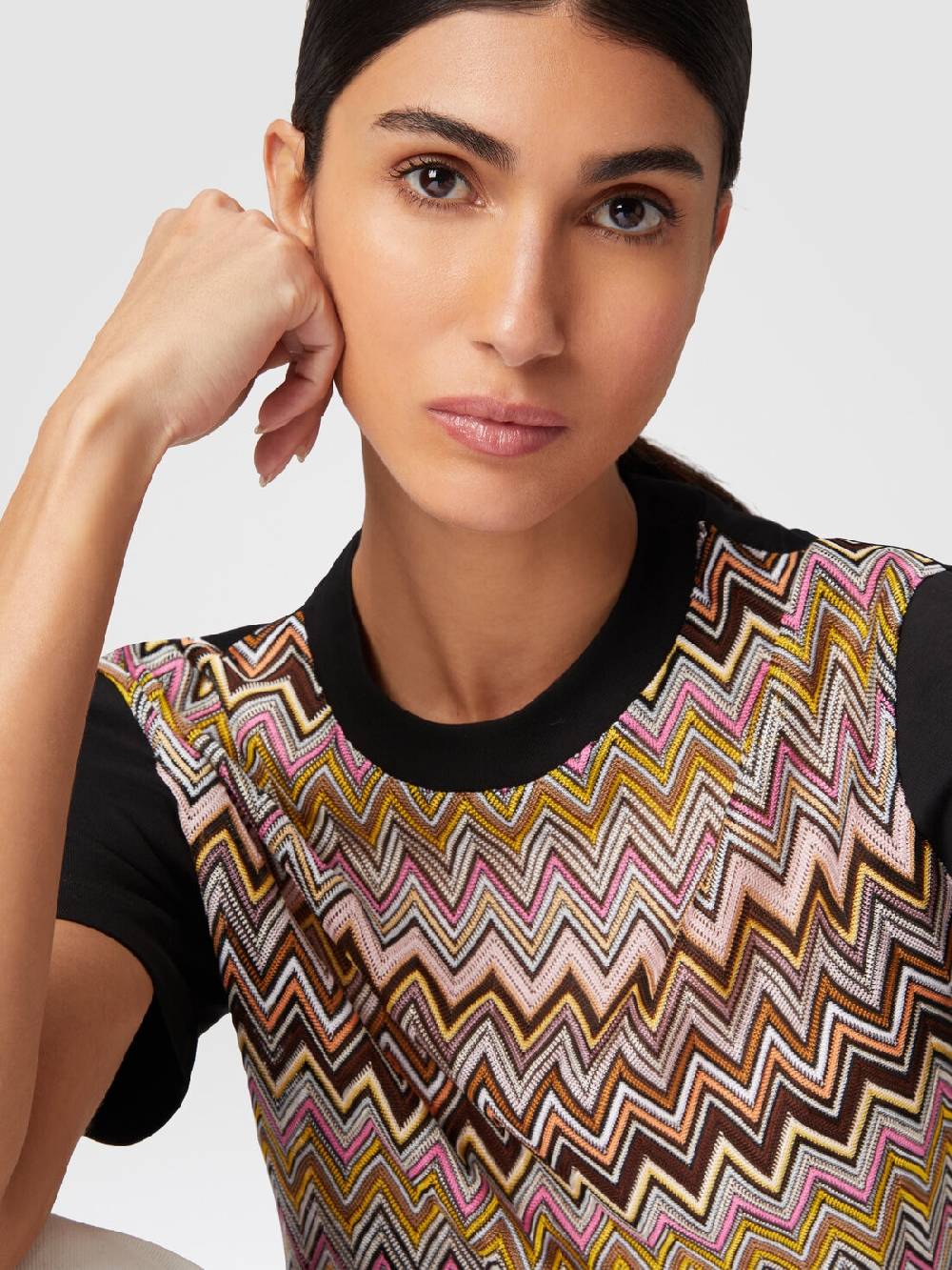 Missoni T-shirt in jersey di cotone con inserti chevron I Più Venduti