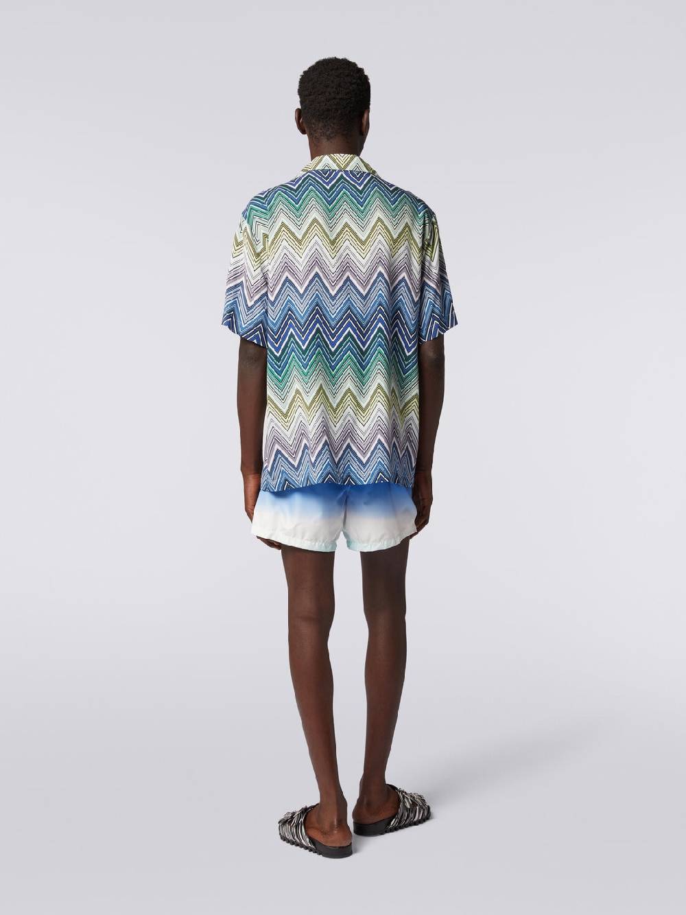 Missoni Camicia a maniche corte in viscosa con stampa macro zig zag Vendite Flash