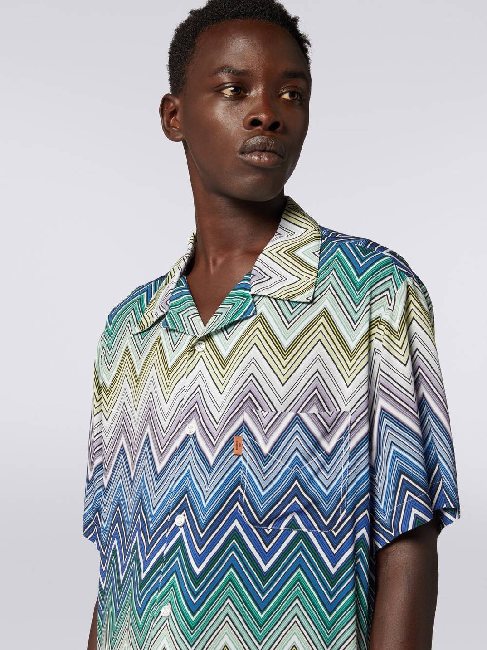 Missoni Camicia a maniche corte in viscosa con stampa macro zig zag Vendite Flash