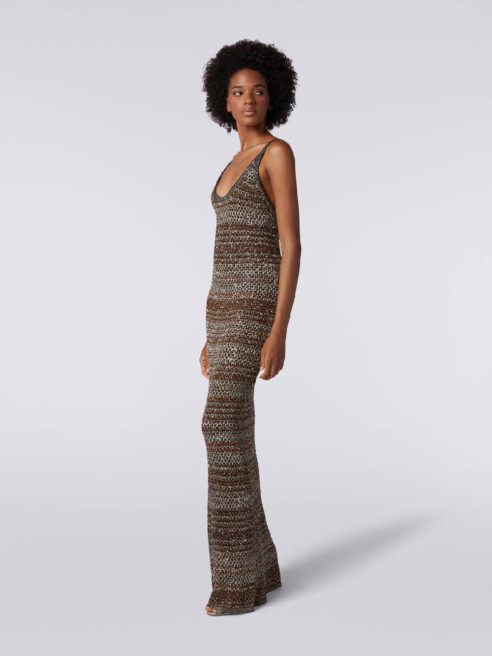 Missoni Abito lungo in maglia zig zag con trama effetto uncinetto 2025