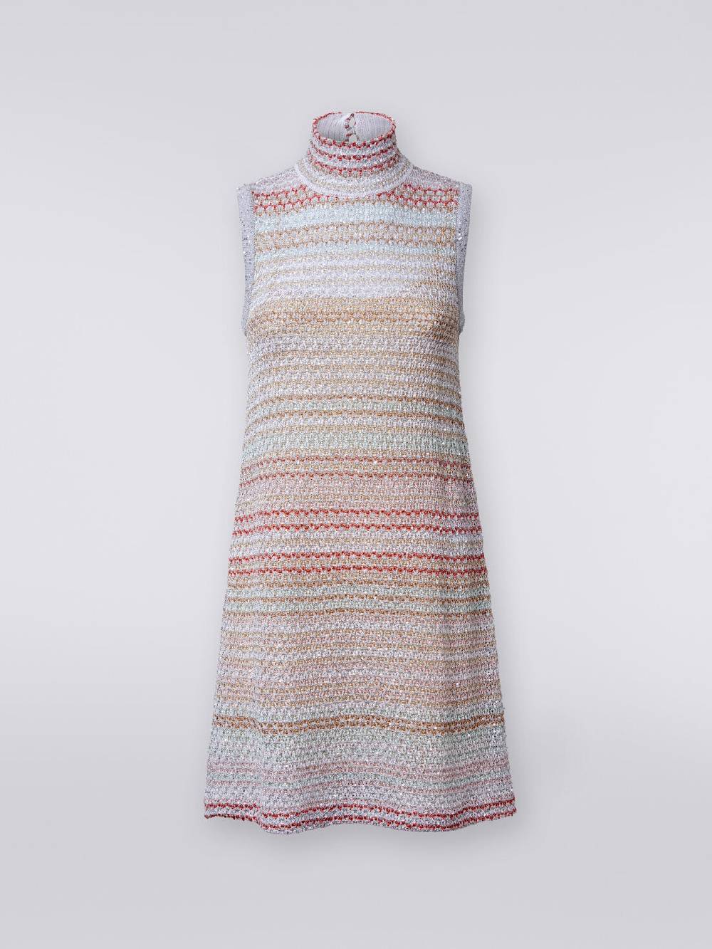 Missoni Mini-abito in maglia a rete con collo alto e applicazione di paillettes Super sconto