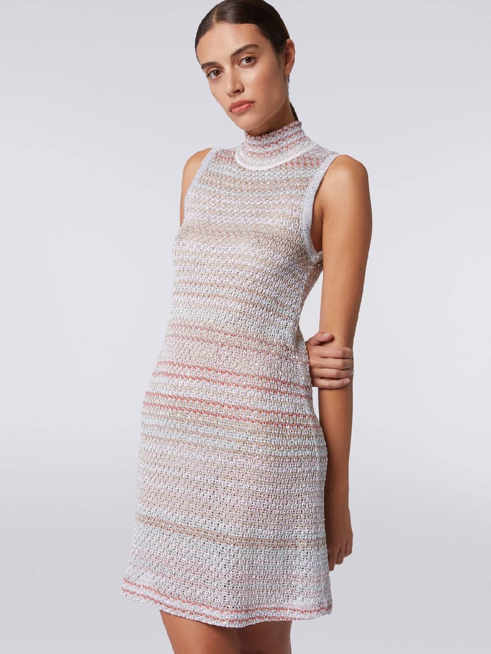 Missoni Mini-abito in maglia a rete con collo alto e applicazione di paillettes Super sconto
