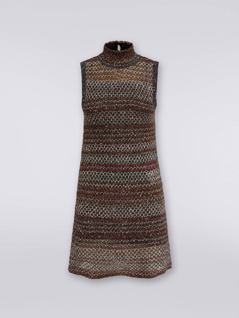Missoni Mini-abito in maglia a rete con collo alto e applicazione di paillettes 2025