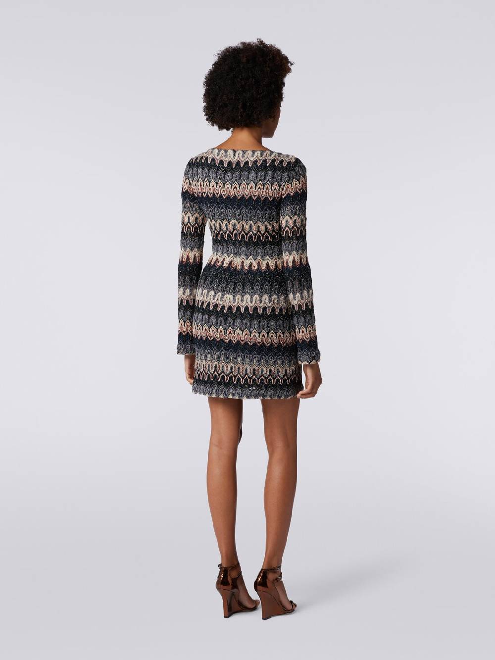 Missoni Mini-abito a maniche lunghe in misto viscosa motivo a onde Nuovo