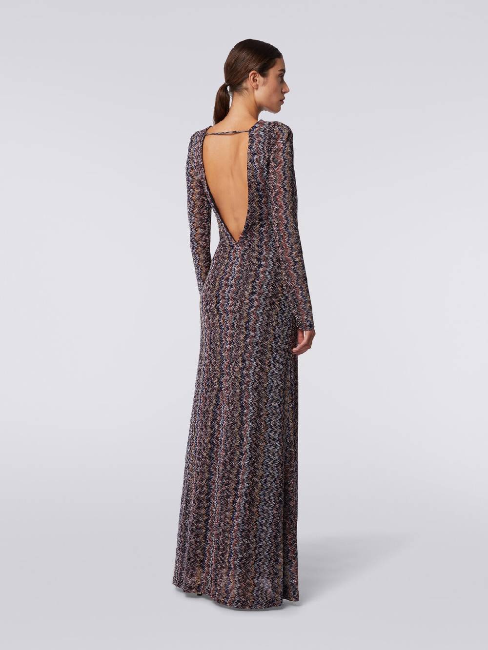 Missoni Abito lungo con scollatura a V posteriore in viscosa chevron con lurex Qualità