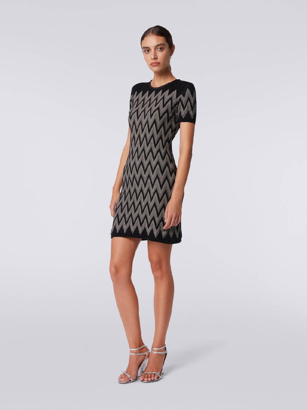 Missoni Abito girocollo in cotone chevron con lurex Vendita