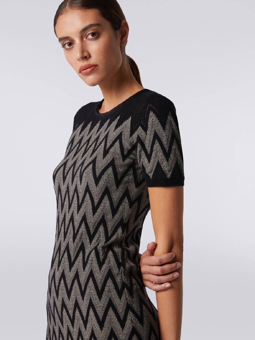 Missoni Abito girocollo in cotone chevron con lurex Vendita