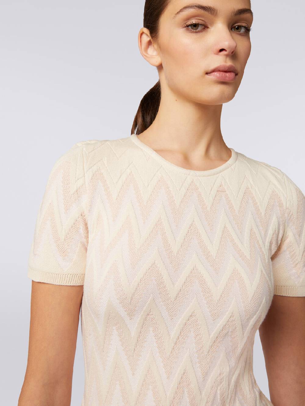 Missoni Abito girocollo in cotone chevron con lurex Promozione