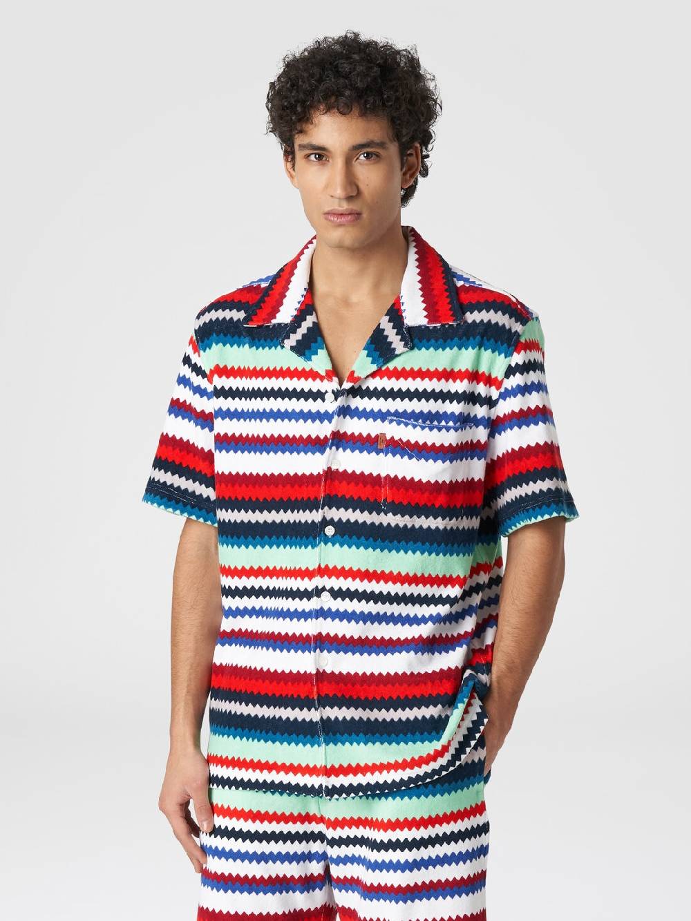 Missoni Camicia a maniche corte modello bowling in spugna zig zag Vendite Flash