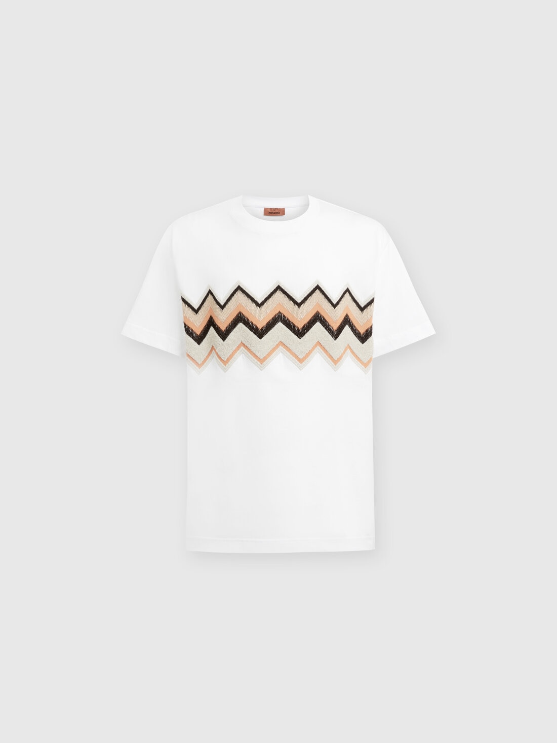 Missoni T-shirt in jersey di cotone con ricamo zig zag Nuova