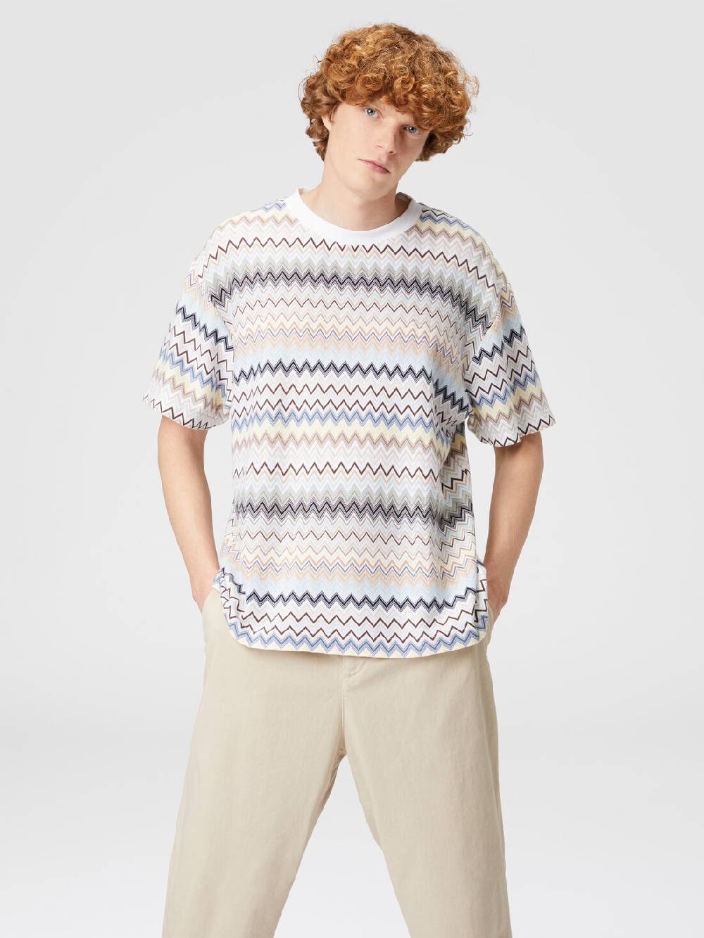 Missoni T-shirt con motivo zig zag e logo posteriore Moda