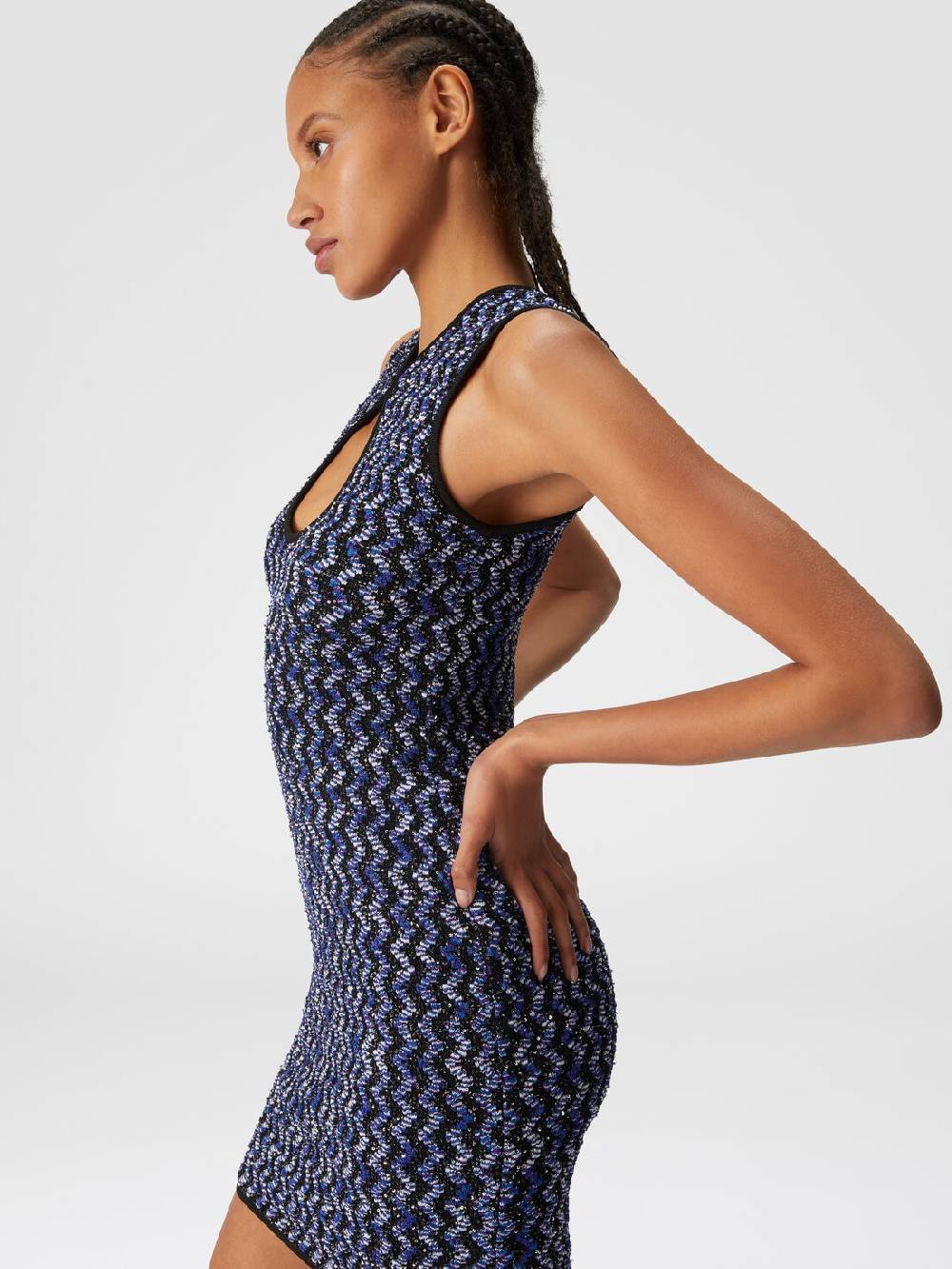 Missoni Mini-abito senza maniche zig zag con paillettes Italy