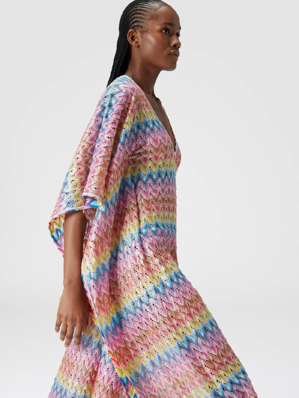 Missoni Caftano copricostume lungo in pizzo spalmato 2025