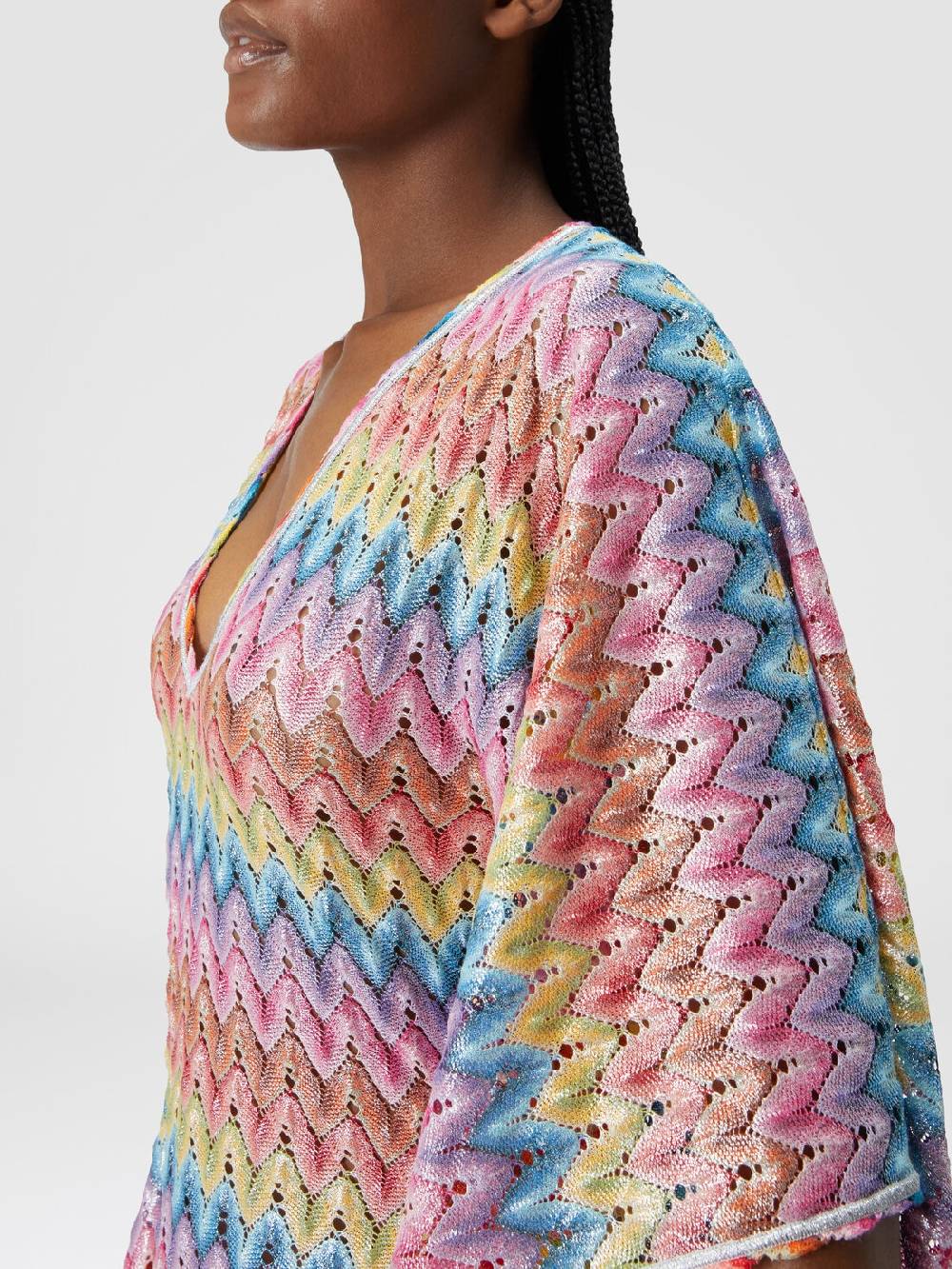 Missoni Caftano copricostume lungo in pizzo spalmato 2025