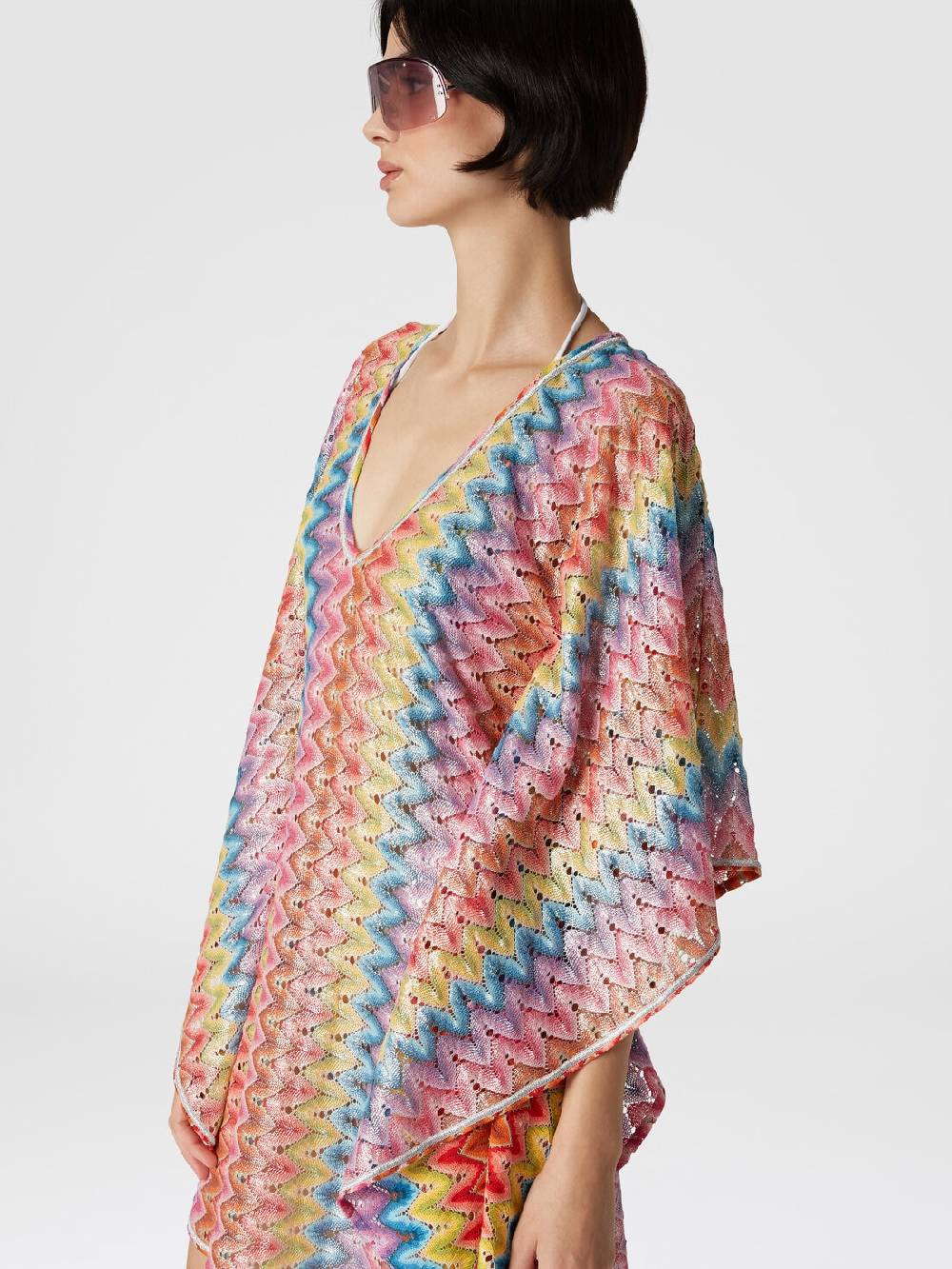 Missoni Caftano copricostume corto in pizzo spalmato In Linea