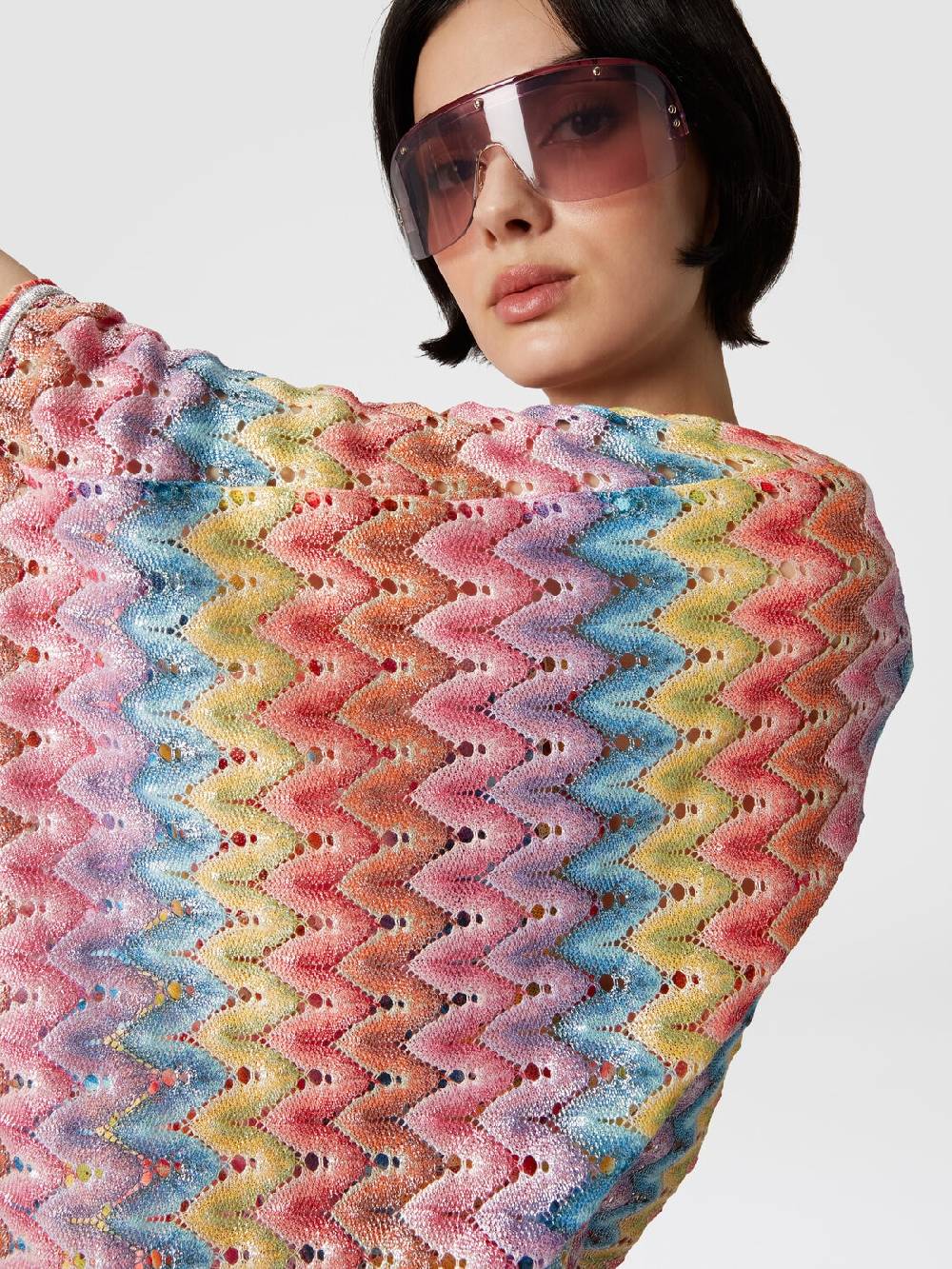 Missoni Caftano copricostume corto in pizzo spalmato In Linea
