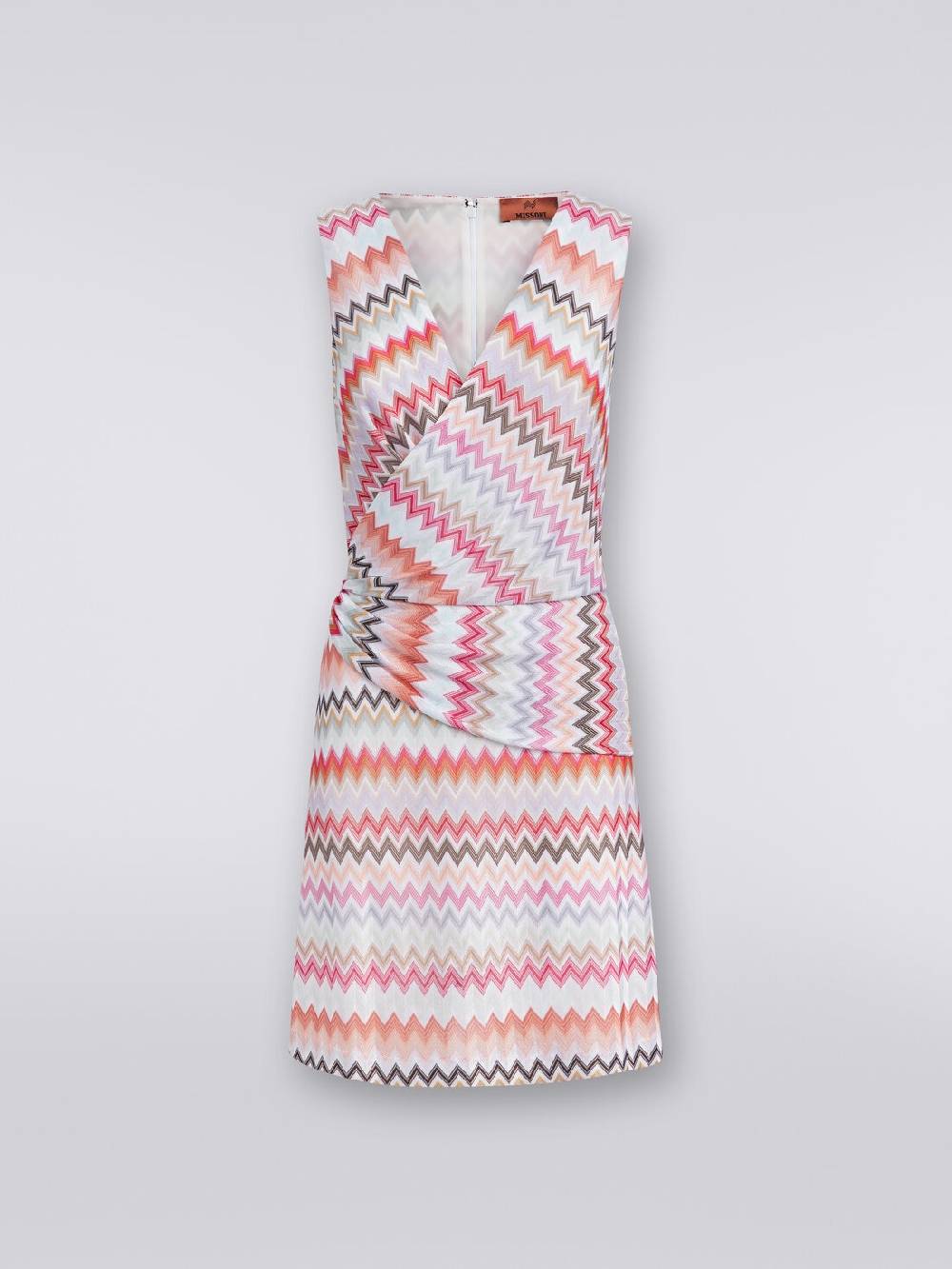 Missoni Mini-abito con scollatura a V in cotone e viscosa zig zag Pezzi Unici
