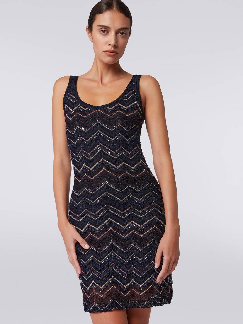 Missoni Mini-abito senza maniche in misto viscosa zig zag con paillettes Negozi Online