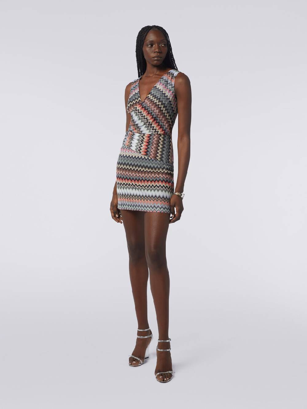 Missoni Mini-abito con scollatura a V in cotone e viscosa zig zag Consegna Veloce