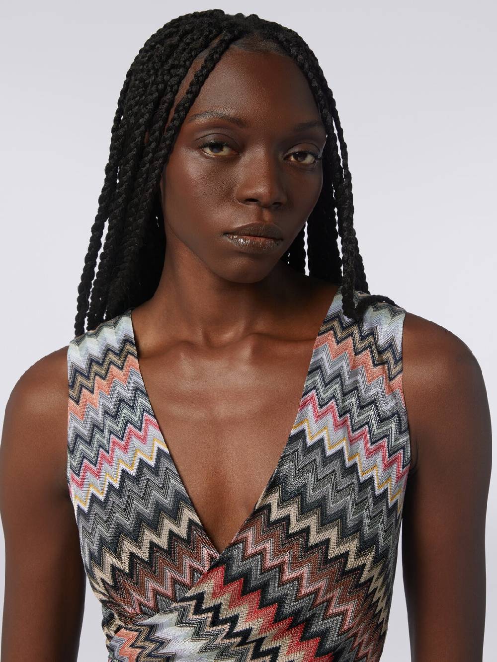 Missoni Mini-abito con scollatura a V in cotone e viscosa zig zag Consegna Veloce