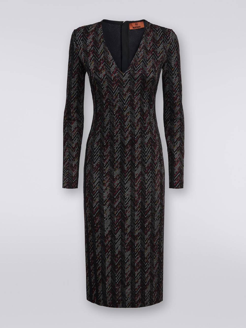 Missoni Abito lungo con scollatura a V in lana e viscosa zig zag Prezzo di fabbrica