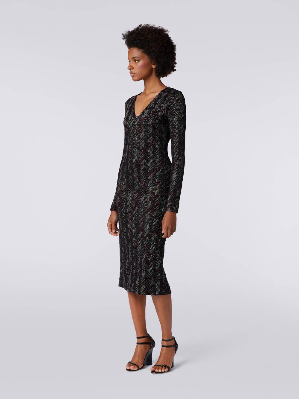 Missoni Abito lungo con scollatura a V in lana e viscosa zig zag Prezzo di fabbrica