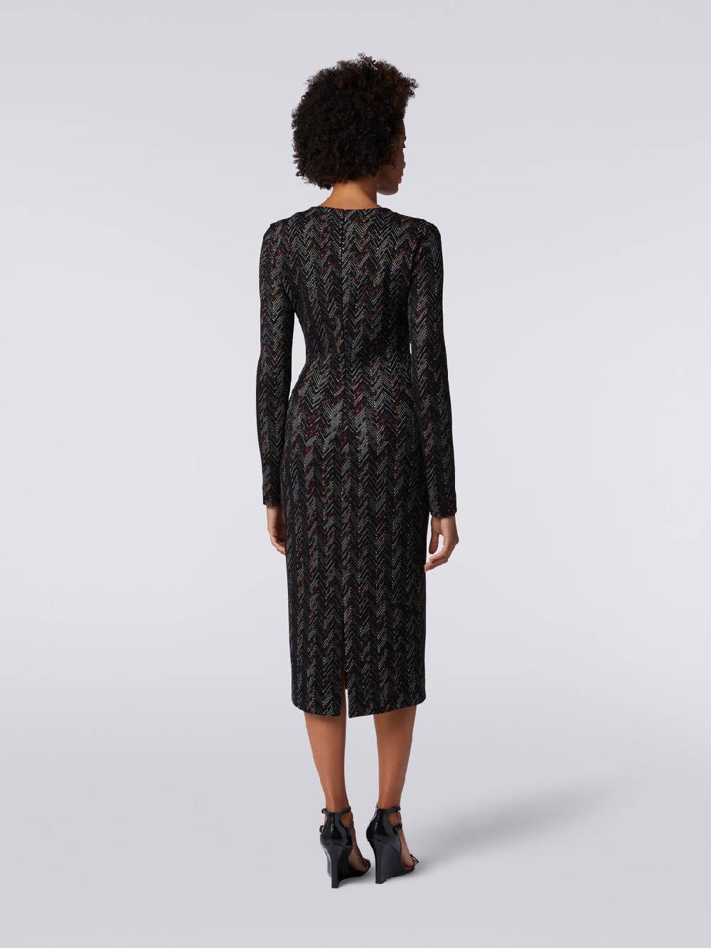 Missoni Abito lungo con scollatura a V in lana e viscosa zig zag Prezzo di fabbrica