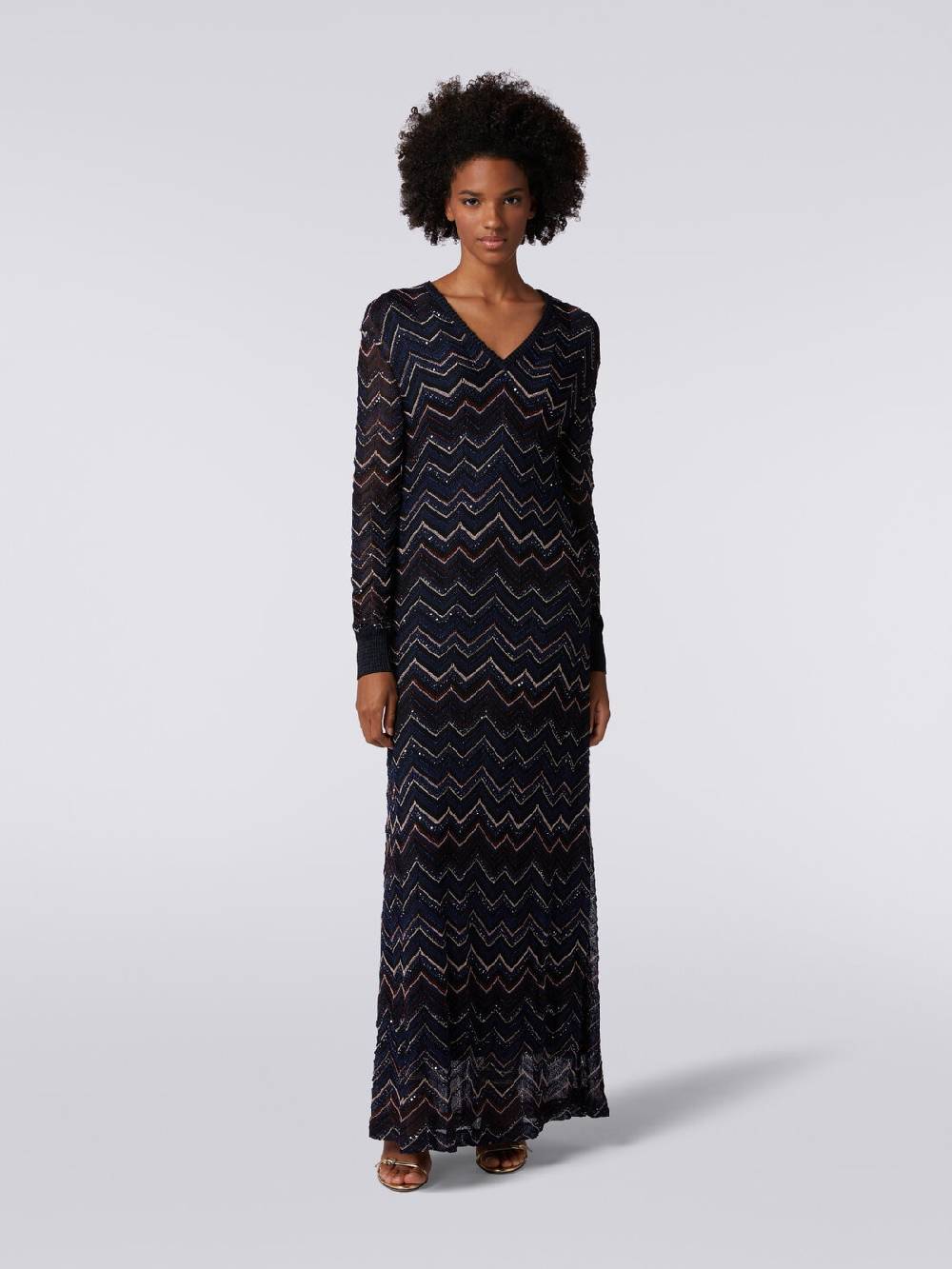 Missoni Abito lungo in maglia zig zag con scollatura a V e lurex Fino Al -60%