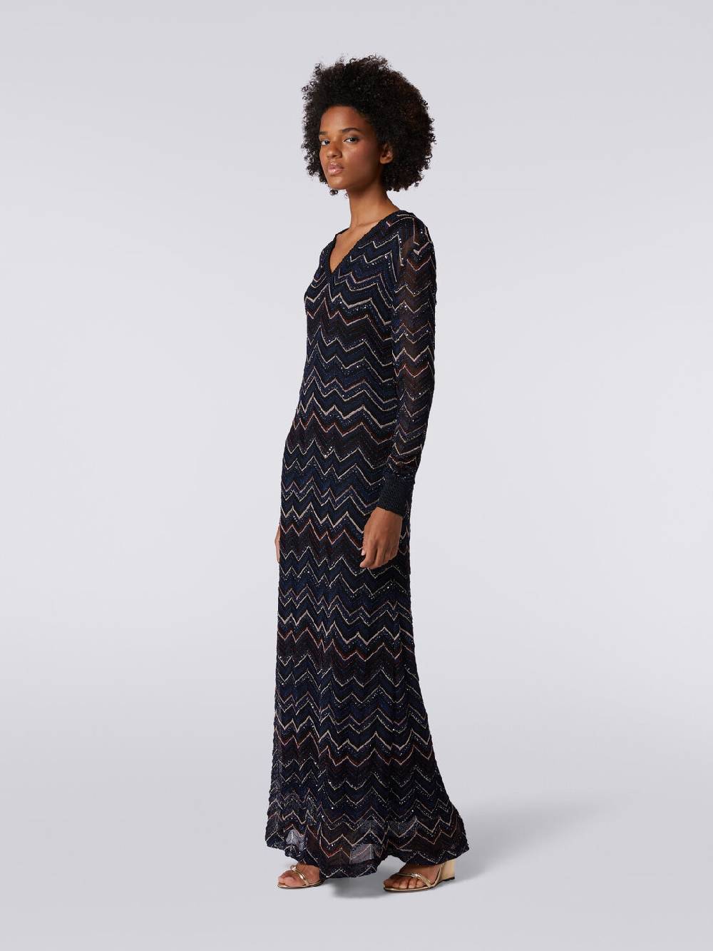 Missoni Abito lungo in maglia zig zag con scollatura a V e lurex Fino Al -60%