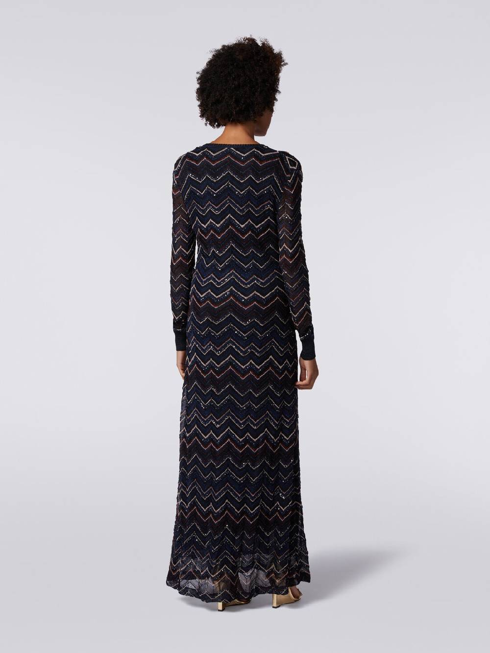 Missoni Abito lungo in maglia zig zag con scollatura a V e lurex Fino Al -60%